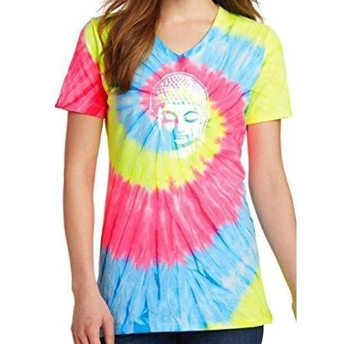 The Best Yoga Clothing At The Best Prices Womens Little Buddha Tie Dye V-neck Tee Shirt