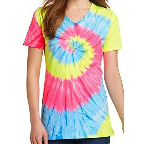 Lightweight, Breathable Yoga Wear At Special Prices Womens Tie Dye V-neck Tee Shirt
