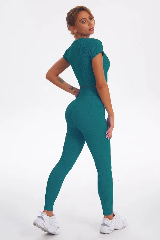 Ultimate Comfort And Style Now At Lower Prices Acid Wash Ribbed Seamless 2 Piece Workout Sets