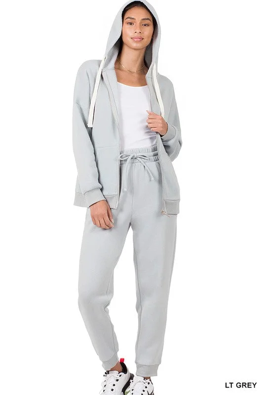 Look And Feel Your Best With Discounted Yoga Clothing ZIPPER HOODIE SWEAT JACKET & SWEAT PANTS SET