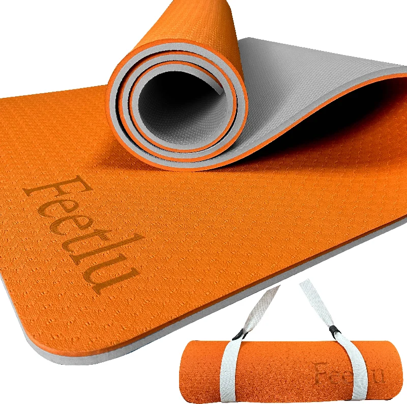 Perfect Your Pose With Top Yoga Accessories At Lower Prices Thick Yoga Mat 10mm (2/5")-Orange/Gray