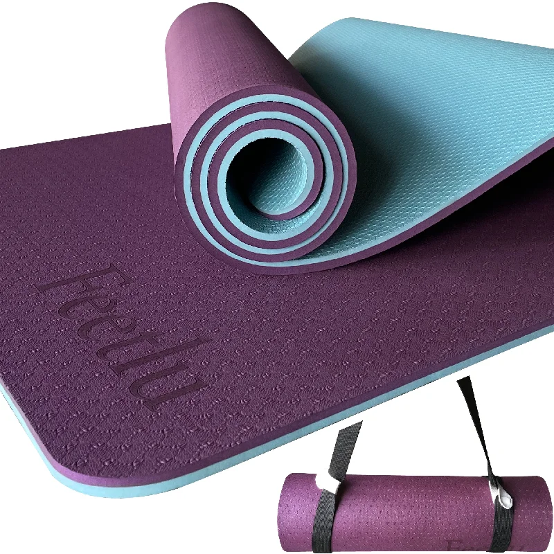 Designed For Movement, Priced For Savings Thick Yoga Mat 10mm (2/5")-Dark Purple/Blue Gray