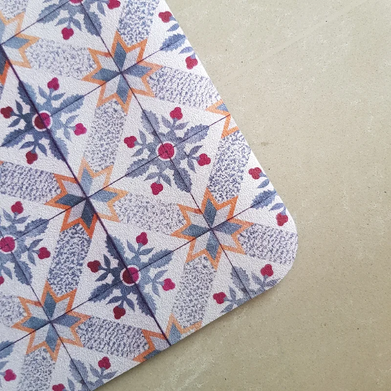 The Perfect Support For Every Pose At Special Prices Vegan Suede Yoga Mat - Peranakan Tile Blue cross