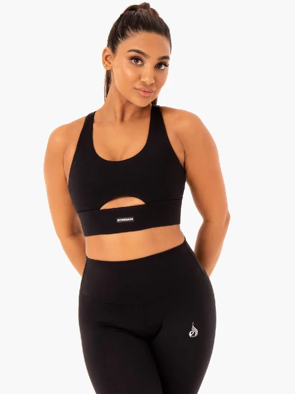 Fashionable Yoga Apparel Now On Sale Base Racer Back Sports Bra - Black