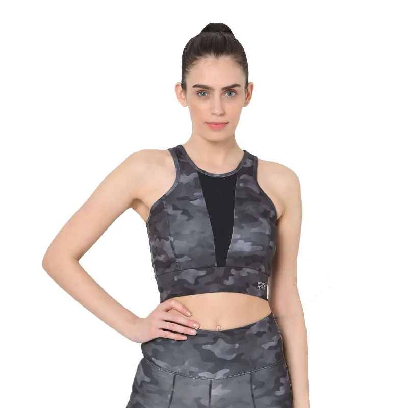 Find Your Perfect Fit With Discounted Yoga Outfits Padded Biker Crop Top Dark Camo Find Your Perfect Fit With Discounted Yoga Outfits Padded Biker Crop Top Dark Camo
