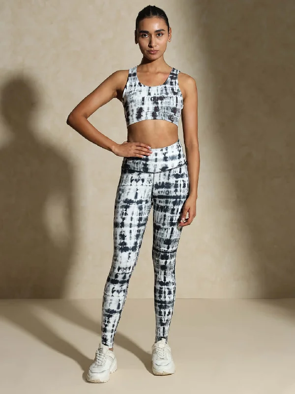 Premium Yoga Wear At Special Discounts Black Shibori Luxe Crop Top & Leggings