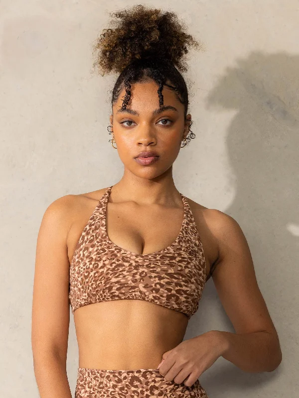 Stretch Your Limits, Not Your Wallet Empower Sports Crop - Mocha Leopard