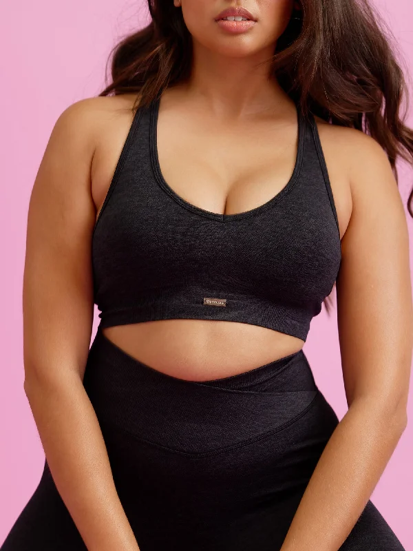 Premium Yoga Wear At Special Discounts Focus Seamless Sports Bra - Black Marl