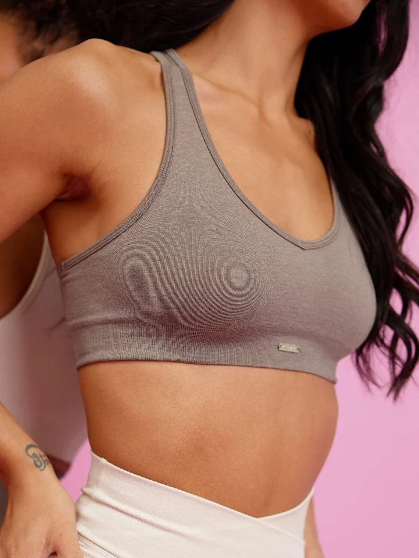 Upgrade Your Yoga Wardrobe For Less Focus Seamless Sports Bra - Taupe Marl