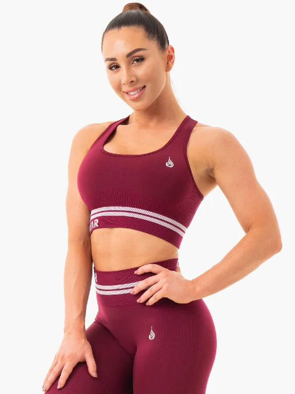 Affordable Yoga Fashion For Every Pose Freestyle Seamless Longline Sports Bra - Burgundy Affordable Yoga Fashion For Every Pose Freestyle Seamless Longline Sports Bra - Burgundy
