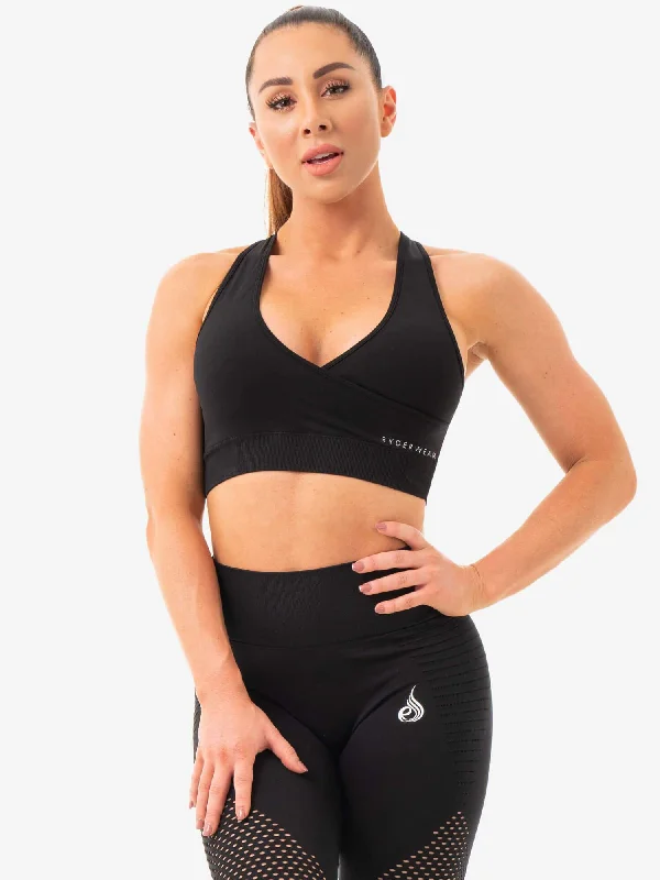 Soft, Stretchy, And Super Affordable Yoga Wear Geo Seamless Sports Bra - Black