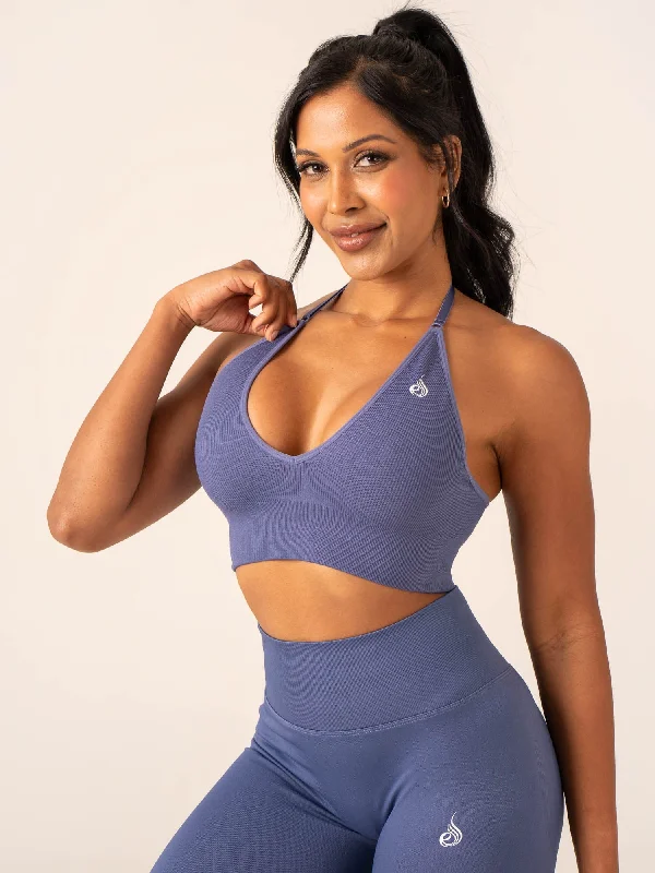 Unbeatable Deals On Breathable Yoga Apparel Lift Rib Seamless Halter Sports Bra - Denim Blue Unbeatable Deals On Breathable Yoga Apparel Lift Rib Seamless Halter Sports Bra - Denim Blue