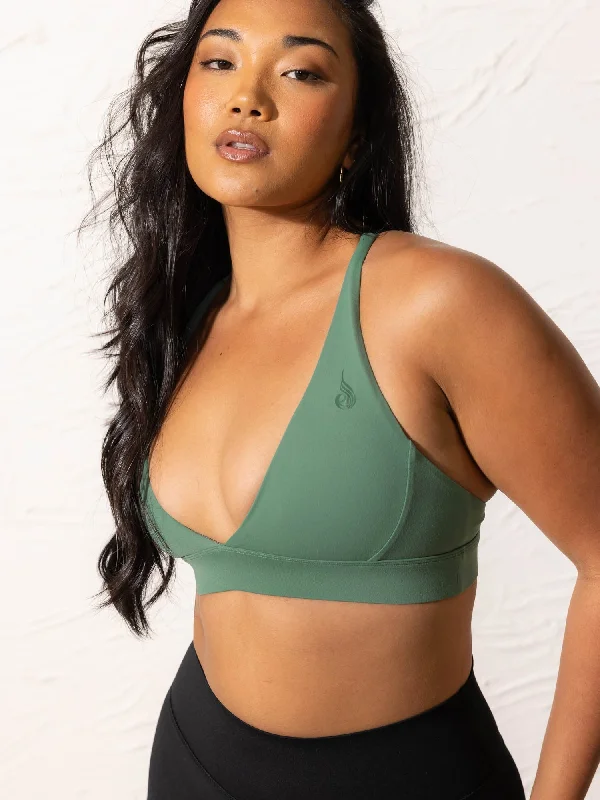 The Best Yoga Clothing At The Best Prices NKD Low Neck Sports Bra - Forest Green