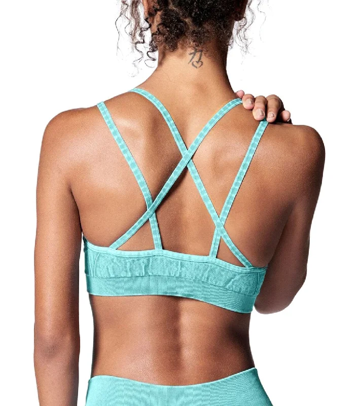 Affordable Yoga Fashion For Every Pose NUX Levitate Seamless Mineral Wash Yoga Sports Bra Mint Musing Wash