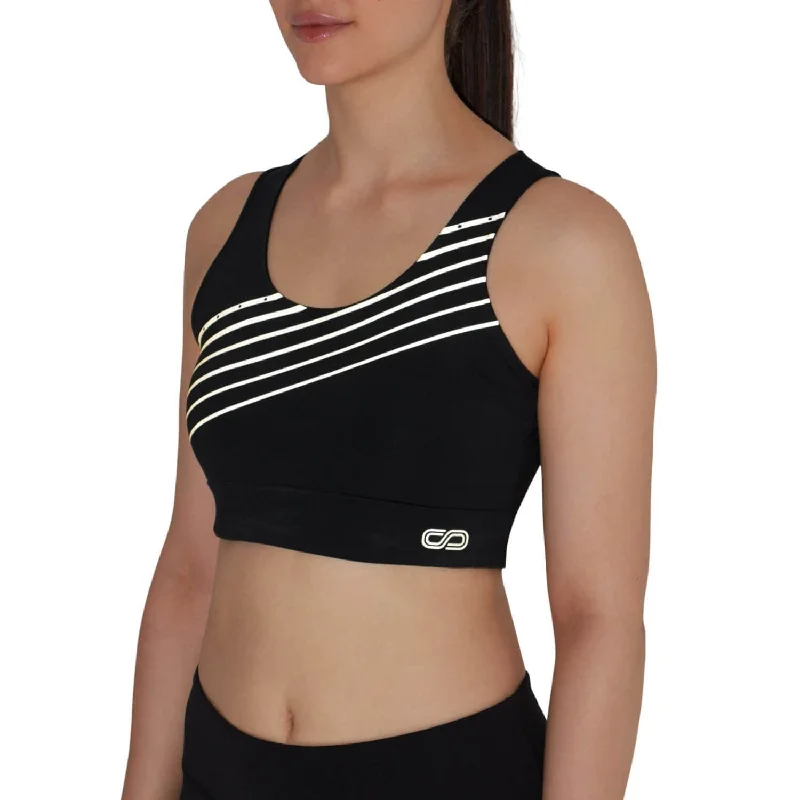 Breathe Easy In Comfortable Yoga Outfits Luxe Gold Reflective Crop Top Black