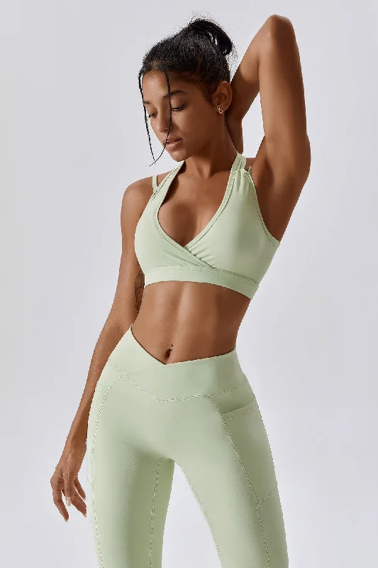 Ultimate Comfort And Style Now At Lower Prices Plunge Neck Wrap Over Sports Bra