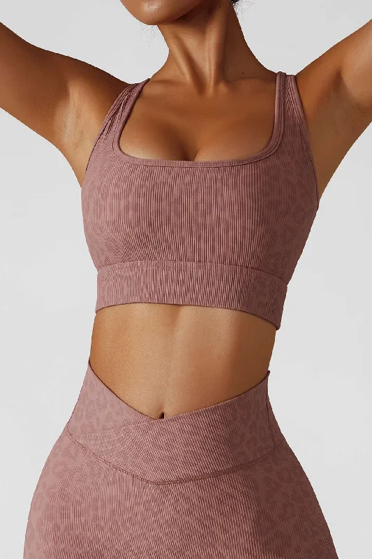 The Best Yoga Clothing At The Best Prices Ribbed Printed Racerback Sports Bra