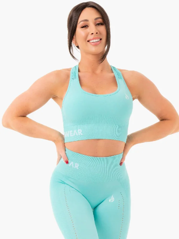 Premium Yoga Wear At Special Discounts Seamless Staples Sports Bra - Aqua Marl