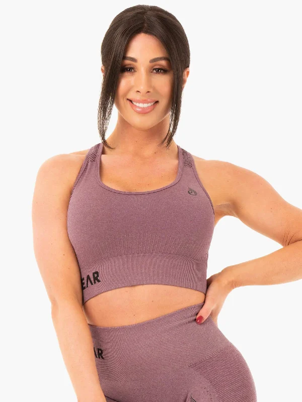 Fashionable Yoga Apparel Now On Sale Seamless Staples Sports Bra - Purple Marl