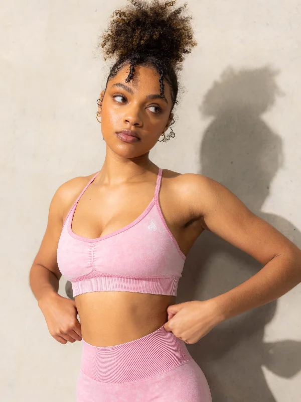 Master Every Pose With Premium Yoga Wear Deals Stonewash Seamless Sports Bra - Pink Stonewash