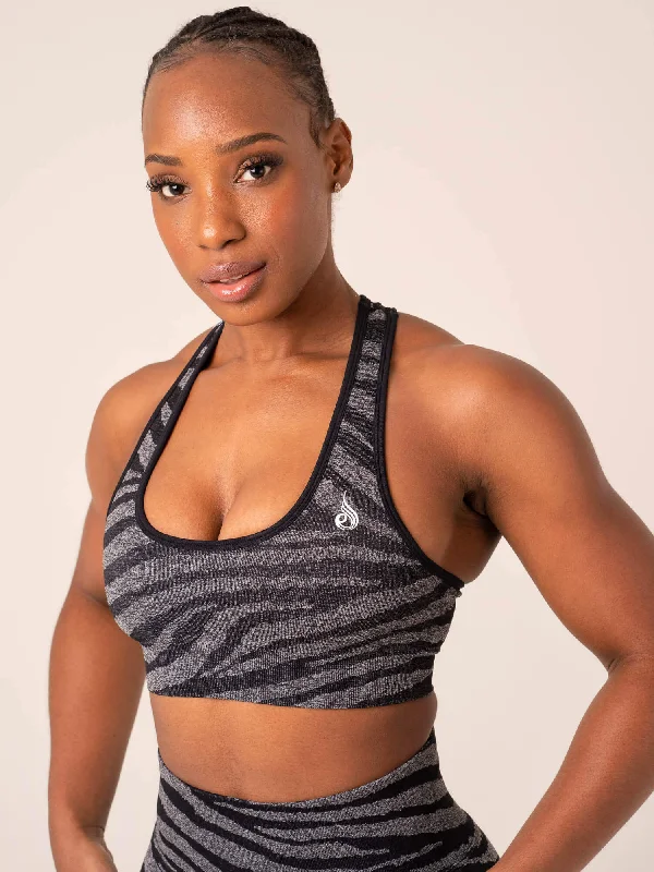 Shop High-Quality Yoga Apparel At Exclusive Discounts Zebra Seamless Sports Bra - Grey Marl / Black Zebra Shop High-Quality Yoga Apparel At Exclusive Discounts Zebra Seamless Sports Bra - Grey Marl / Black Zebra