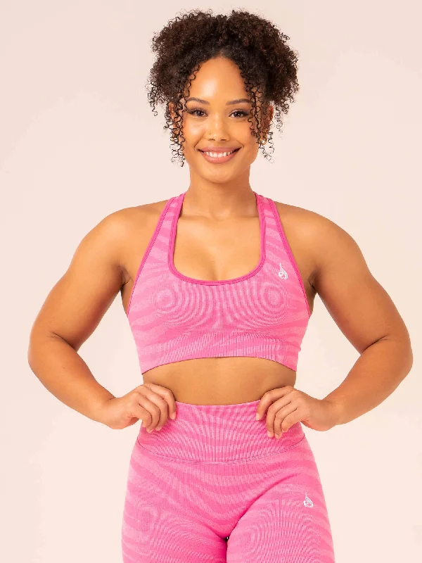 The Best Yoga Clothing At The Best Prices Zebra Seamless Sports Bra - Pink Zebra