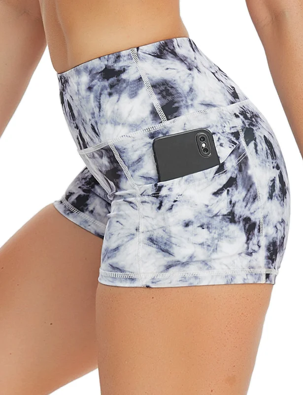Limited-Time Sale On Stylish Yoga Apparel 2.5" Printed Side Pockets Yoga Shorts black dandelion