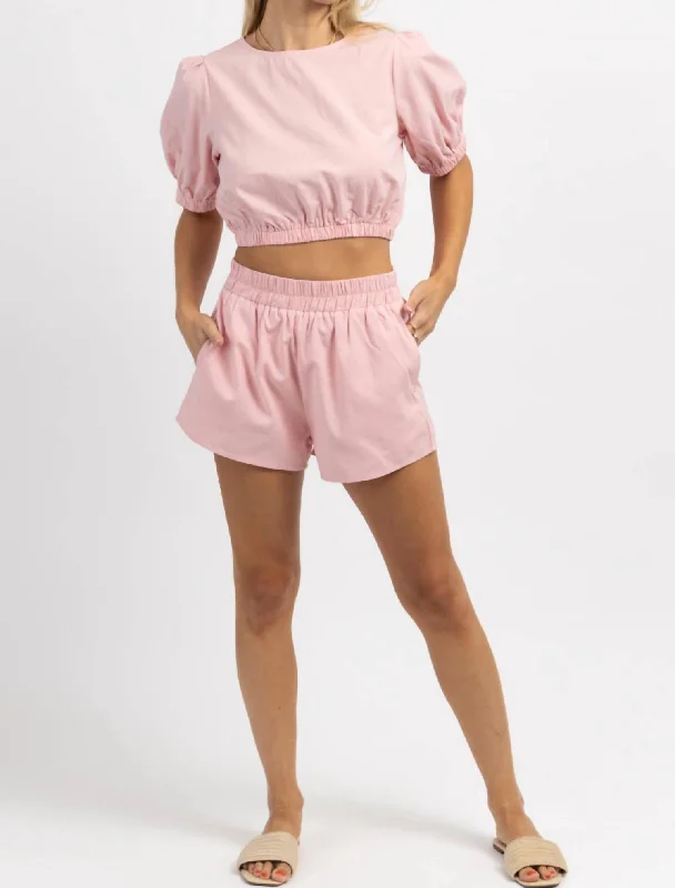Limited-Time Sale On Stylish Yoga Apparel Barcelona Linen Short Set In Pink