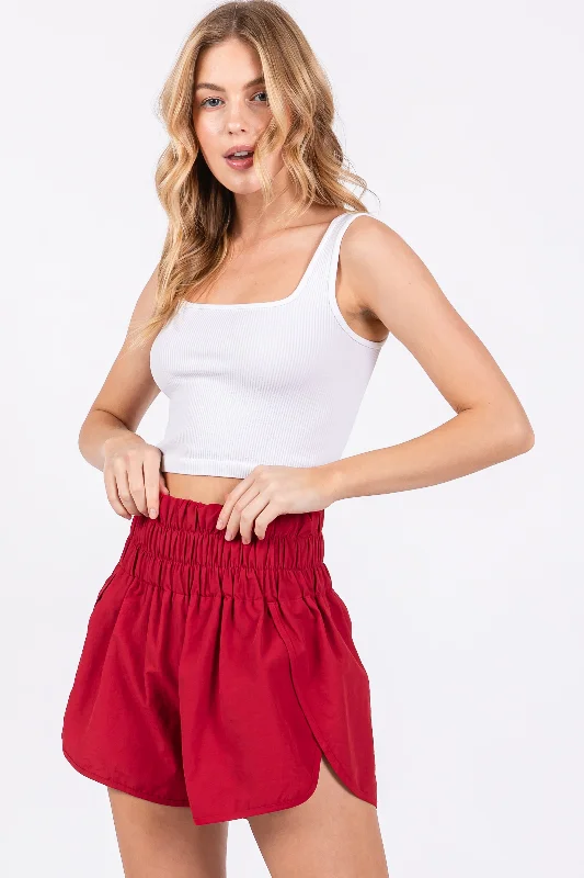 Yoga Wear That Moves With You At Lower Prices Burgundy Smocked Active Running Shorts