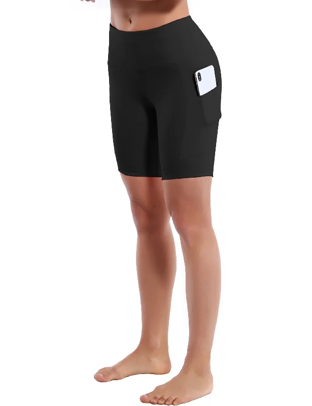 Flexibility Meets Affordability In Our Yoga Wear Sale 8" Side Pockets Yoga Shorts black