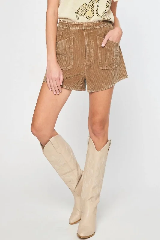 The Best Styles At The Best Prices Corduroy High Waisted Short In Camel