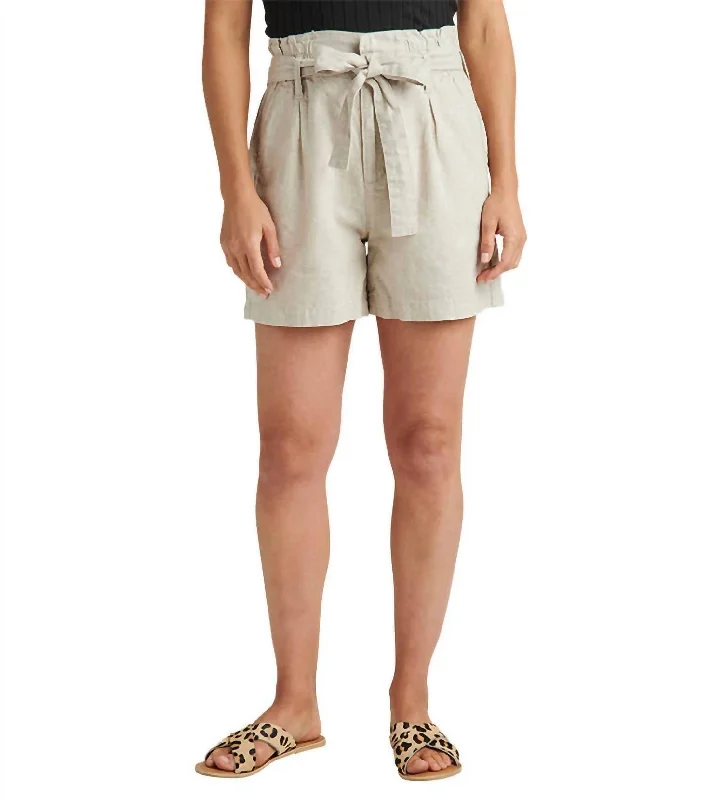 Performance Meets Savings In Our Yoga Wear Sale High Rise Belted Pleat Paper Bag Short In Oatmeal
