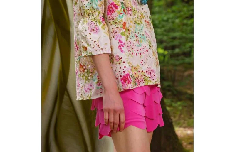 Soft, Stretchy, And Super Affordable Yoga Wear Layered Ruffle Shorts In Pink Passion Soft, Stretchy, And Super Affordable Yoga Wear Layered Ruffle Shorts In Pink Passion