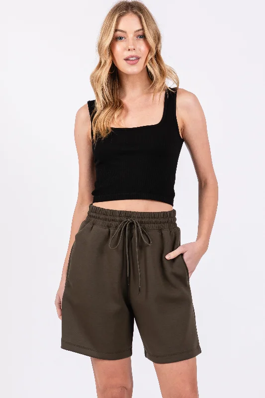Premium Yoga Wear At Special Discounts Olive Drawstring Shorts
