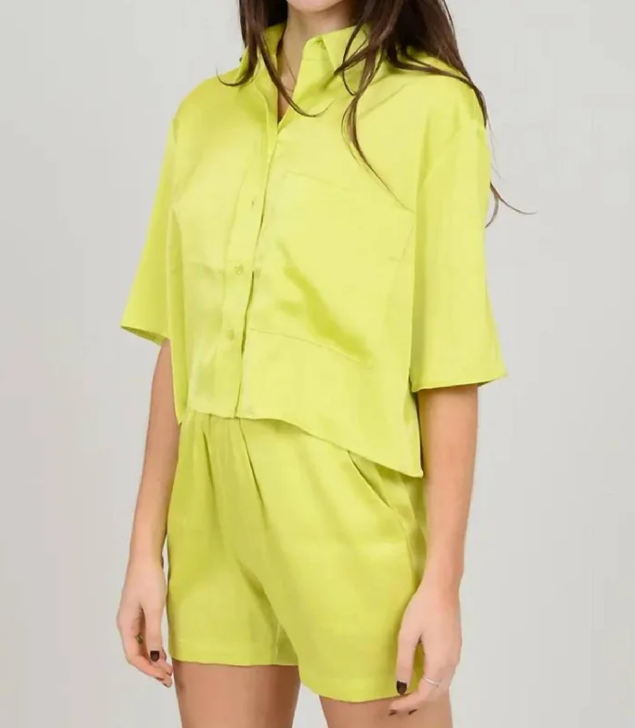 Soft, Supportive Yoga Wear At Unbeatable Savings Satin Short In Sunnny Lime