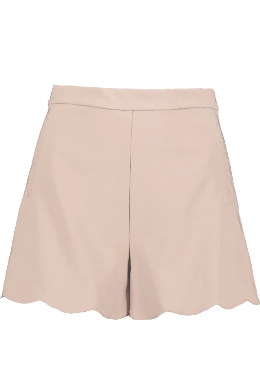 Stretch In Style With Budget-Friendly Yoga Wear Scallop Edge Short In Divine