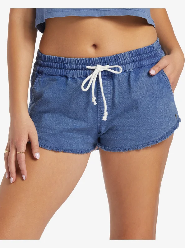 Breathe, Stretch, And Save On Yoga Apparel Scenic Route Elastic Waist Shorts - Bijou Blue