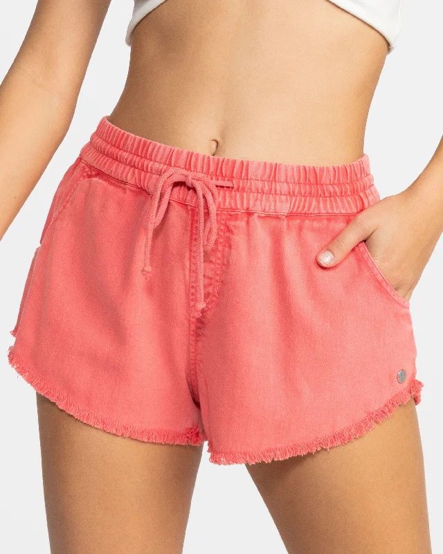 Elevate Your Style And Practice For Less Scenic Route Elastic Waist Shorts - Hibiscus