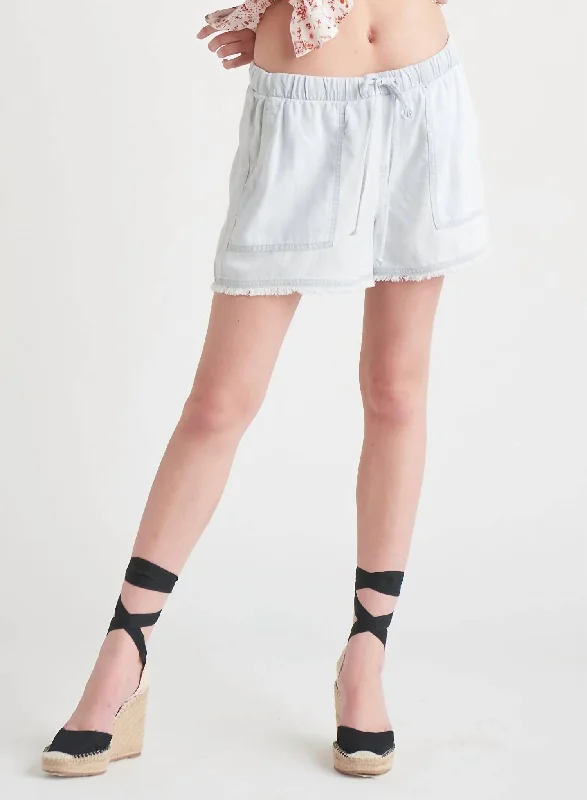 Your Yoga Wardrobe, Upgraded For Less Sp22 Tencel Frayed Hem Short In Blue