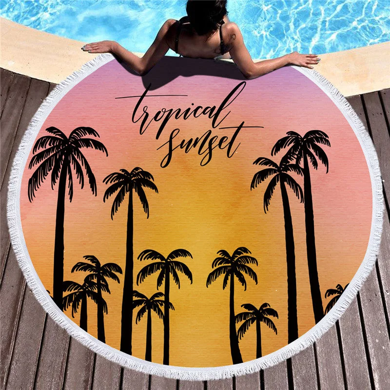 Flexible Prices For Flexible Moves Casegrace Soft Coconut Palm Round Bath Towel Fresh Style Flower Yoga Towels