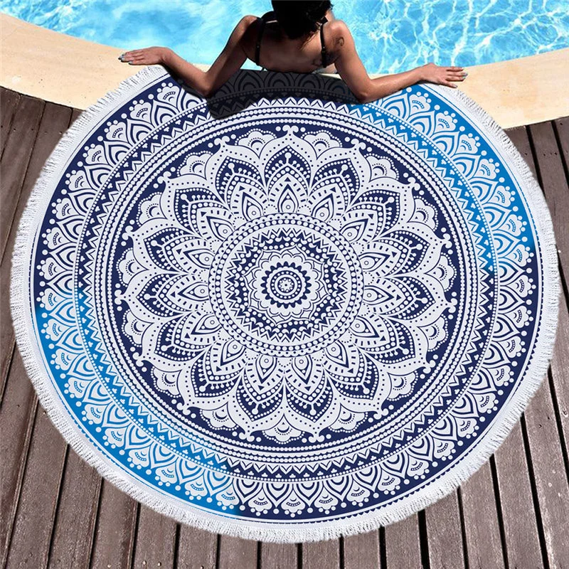 Limited-Time Yoga Gear Sale Mandala Microfiber Fabric Towel Beach Towel for Adult Yoga Mat Tassel